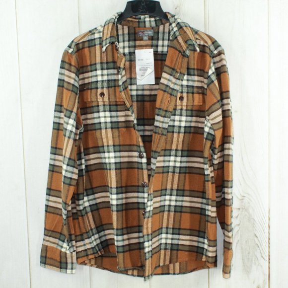 LL Bean Signature Plaid Chamois Shirt Size L - Picture 3 of 10
